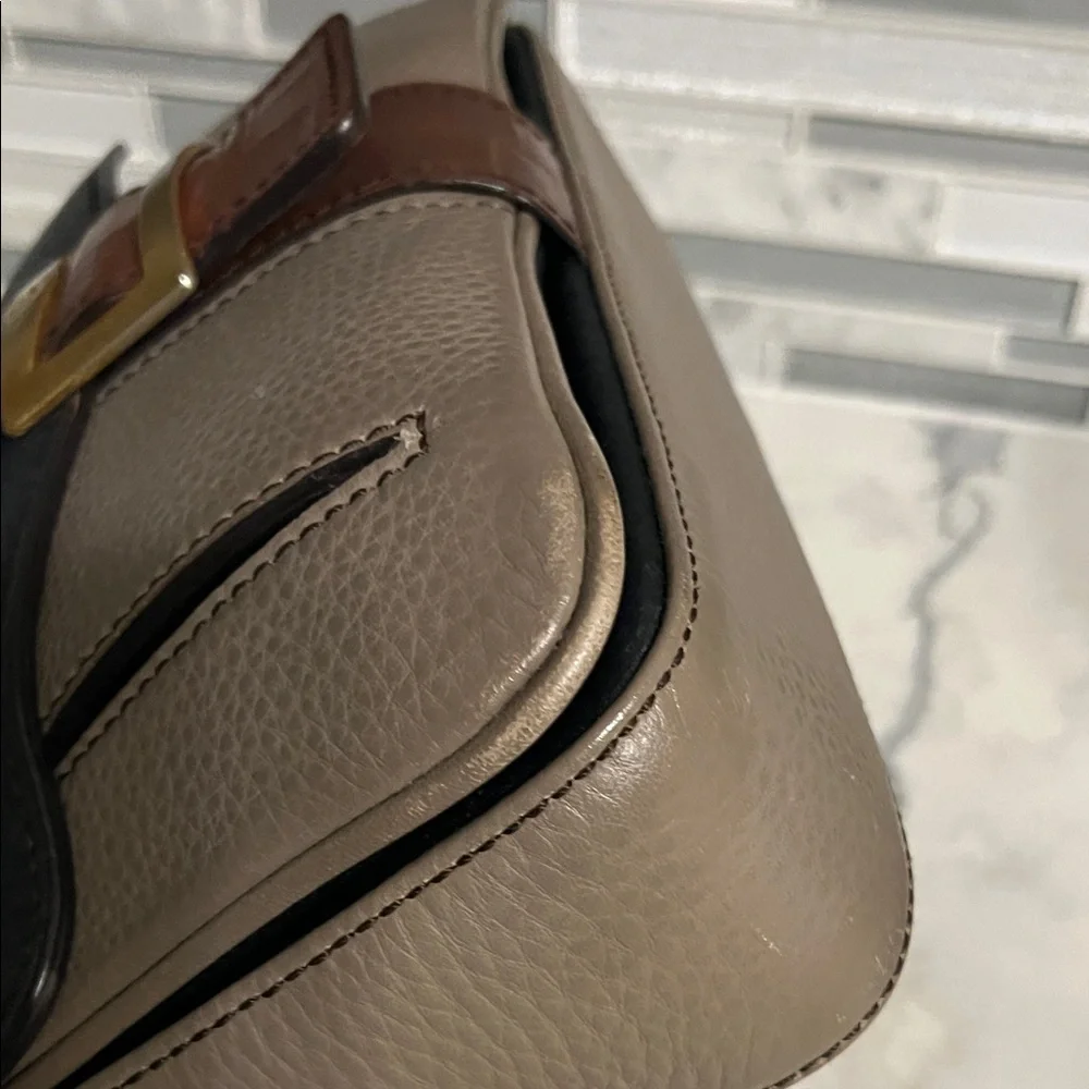 MCM Tricolor Leather Chain Shoulder Bag - Black, Taupe & Brown - Picture 12 of 13